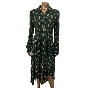 Uncle Frank By Ivy Jane Green‎ Paint Print Shirt Dress Button Front Sz S Pockets